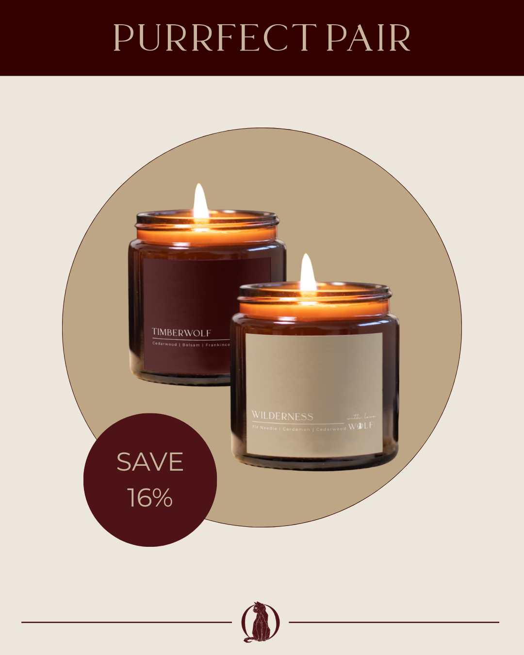 Bundle It Up 'Purr-fect Pair' - 2 x 420gm Candles - Wolf Candle Co