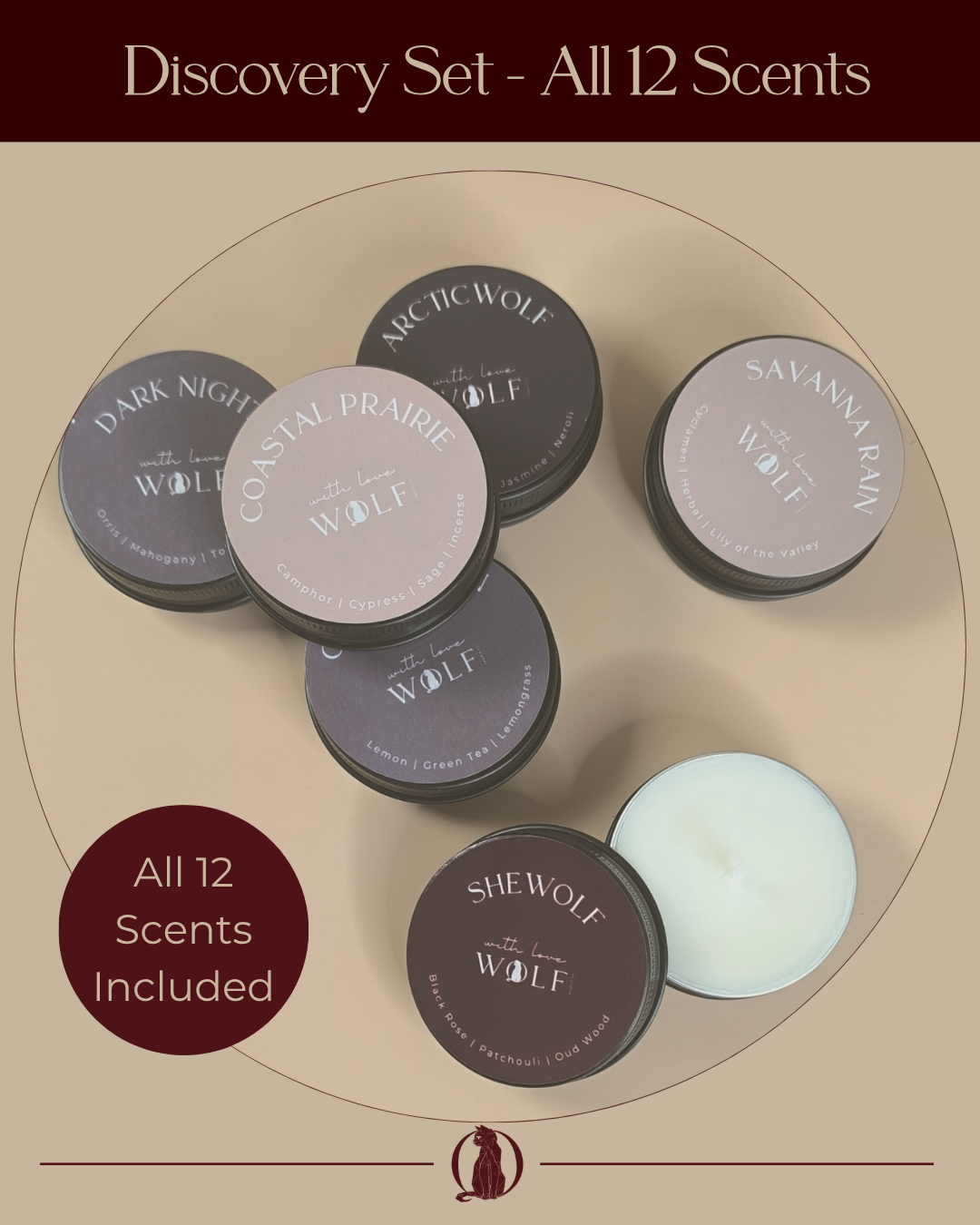 Discovery Set - All 12 Scents Mini Sample Candles (FREE SHIPPING) - Wolf Candle Co