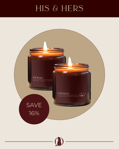 Bundle It Up 'His & Hers' - 2 x 220gm Candles - Wolf Candle Co